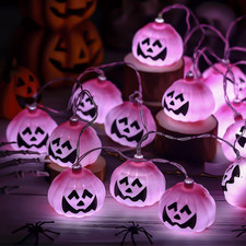 Pink Halloween Pumpkin Lights 6.5 Ft Pink Jack O Lantern Decor