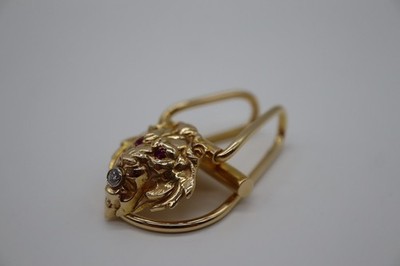 14kt Yellow Gold Ruby Diamond Lion Money Clip - CUSTOM MADE