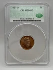 1951-D 1C Lincoln Wheat Cent CAC MS 66 RD