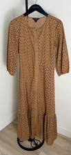 Simply Vera Wang Eyelet Cotton Prairie Peasant Summer Dress in Cognac Brown Sz S