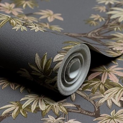 Acer Baum Anthrazit Tapete Blätter Scheuerbar Vinyl Kleister The Wall Grandeco