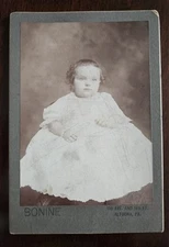Antique Cabinet Card Baby Girl Photographed By The BONINE Family In Altoona PA