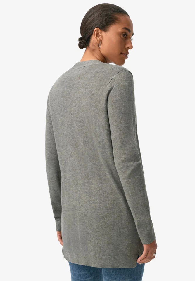 Cardigã ellos plus size longo botão frontal - Imagem 3 de 4