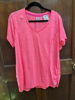 RBX Active Top Performance T-Shirt V-Neck Athletic Coral Striped 2X NEW NWT
