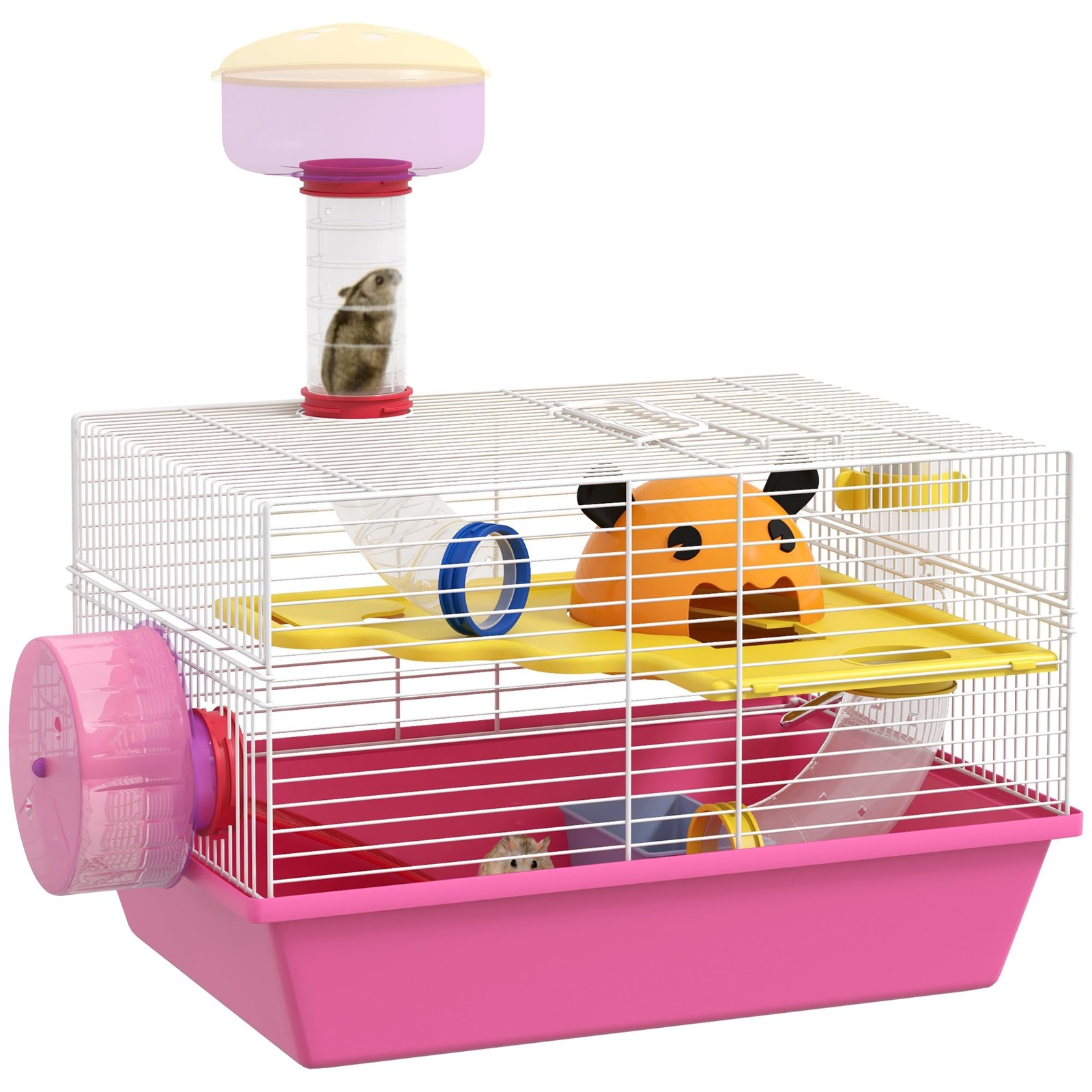 Cage à hamster et rongeurs XL avec plateforme et accessoires en bois