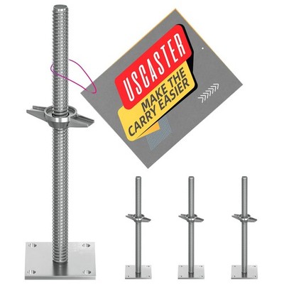 USCaster Screw Jack Scaffold 18'' Adjustable Leveling Solid Silver 