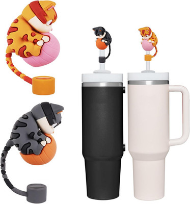 2 PC Cute Cat Straw Toppers, Straw Covers Cap for Stanley Cup 30 40 Oz, Funny Tu