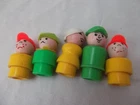 vtg lot 5 FP Little People plastic head body pilot grandma castle woodsman angry