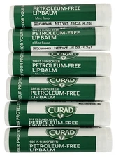 (6 STICKS) Curad SPF 15 Sunscreen Mint Flavor Petroleum Free Lip Balm EXP 5/28