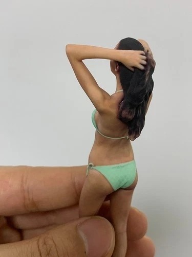 Figura in miniatura scena oggetti di scena 1/18 verde bikini bellezza ragazza diorama scultura resina - Foto 20 di 20