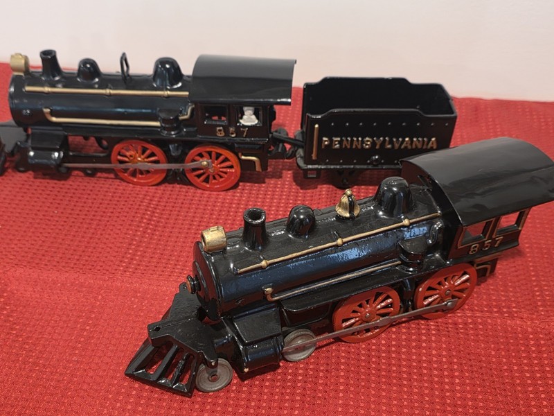Cast Iron Locomotives And Trolly 857