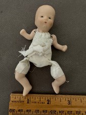 SMALL PAINTED BISQUE DOLL DOLL ARMS, LEGS AND HEAD CLOTH BODY FOR REPAIR