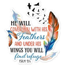 Psalm 91:4 Under His Wings - Vinyl Decal Sticker - Car Window Laptop - ebn11496