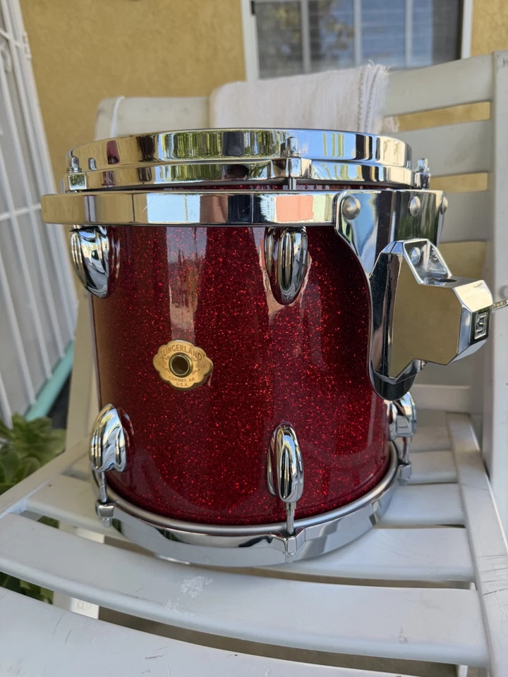 Slingerland Studioking 2000s vidro vermelho 10x10 tom com aros fundidos excelente! - Imagem 3 de 4