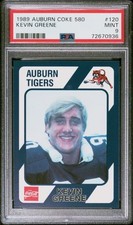 1989 Auburn Tigers #120 Kevin Greene PSA 9 Mint Rookie Card (POP 1, Non Higher). rookie card picture