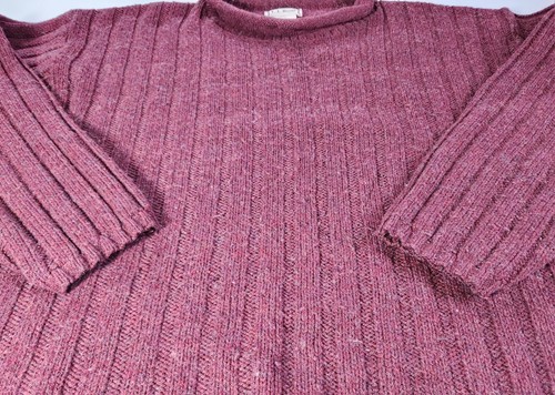 Vintage LL Bean Heavy Wool Blend Sweater Mens L Maroon Mock Neck? USA FLAWS - Picture 2 of 7