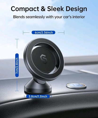 SYNCWIRE for MagSafe Car Mount - 360 Rotation Magnetic Phone Space Gray - Picture 4 of 7