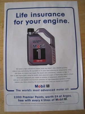 LEBENSVERSICHERUNG FÜR IHREN MOTOR MOBIL 1 MOTORÖL 1992 WERBEDATEI 60