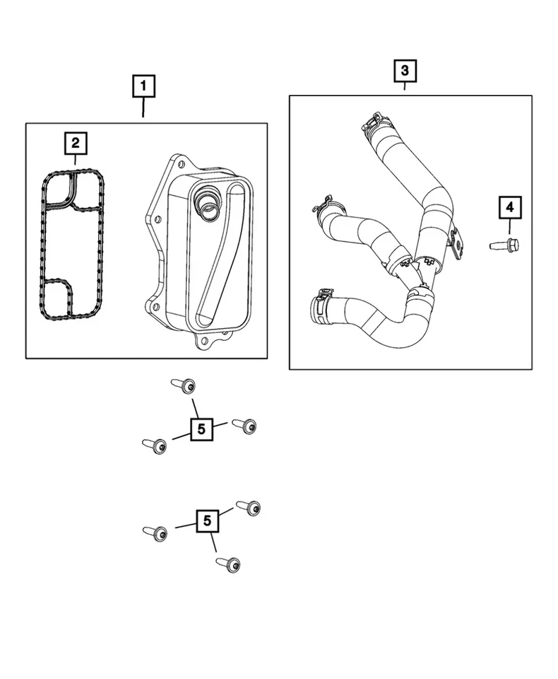 Nuevo enfriador de aceite de motor genuino Jeep Wrangler (2018-2025) OE 05048312AC Foto 2 de 4