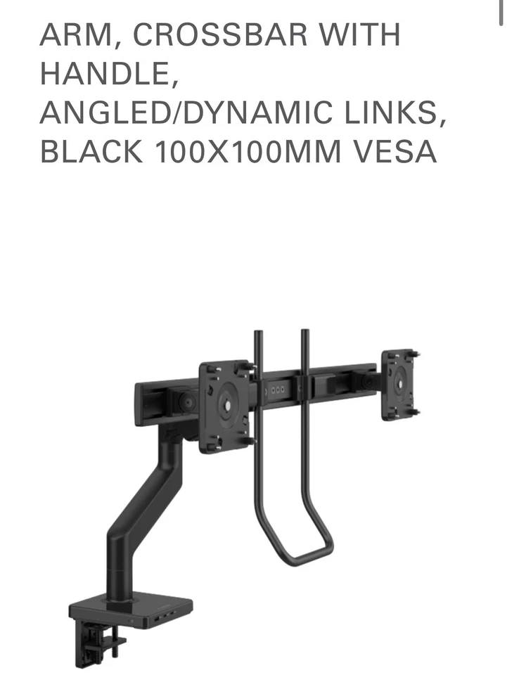 M8.1 DUAL MONITOR ARM, CROSSBAR WITH HANDLE, ANGLED/DYNAMIC LINKS, BLACK 100X100 - Image 4 of 4