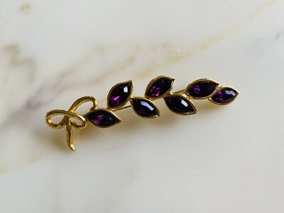 Broche Vintage Sonia Rykiel - Chute De Lauriers Avec Strass, Dorée, Années 1990/2000, Neuve Sans Boîte