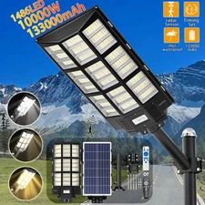 10000W Commercial Solar Street Light Dusk to Dawn Lamp For Parking Lot 3 Colors