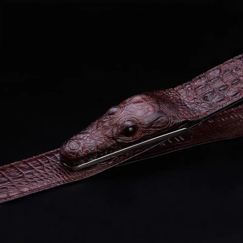 Luxury Leather Designer Alligator Men Belt Crocodile Skin Belt Genuine Gift Him image 6