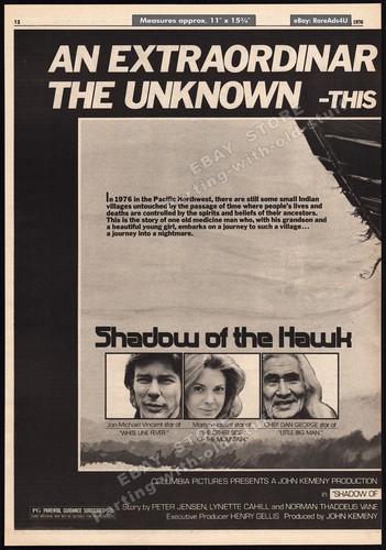 SHADOW OF THE HAWK - Original 1976 Trade AD promo / poster_ Jan-Michael Vincent - Picture 2 of 3