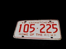 SASKATCHEWAN CANADA license plate 1973, 105-225 Great Cond!
