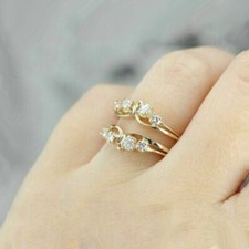 0.55 Ct Round Diamond Enhancer Ring Guard Wrap Band 14K Yellow Gold Finish