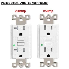 20A/15A 125V GFCI Outlet Tamper Weather Resistant Wall Receptacle With LED light