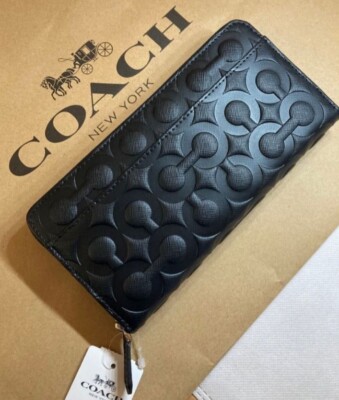 COACH Black OP Art Logo Long Wallet Round Zip Rare New