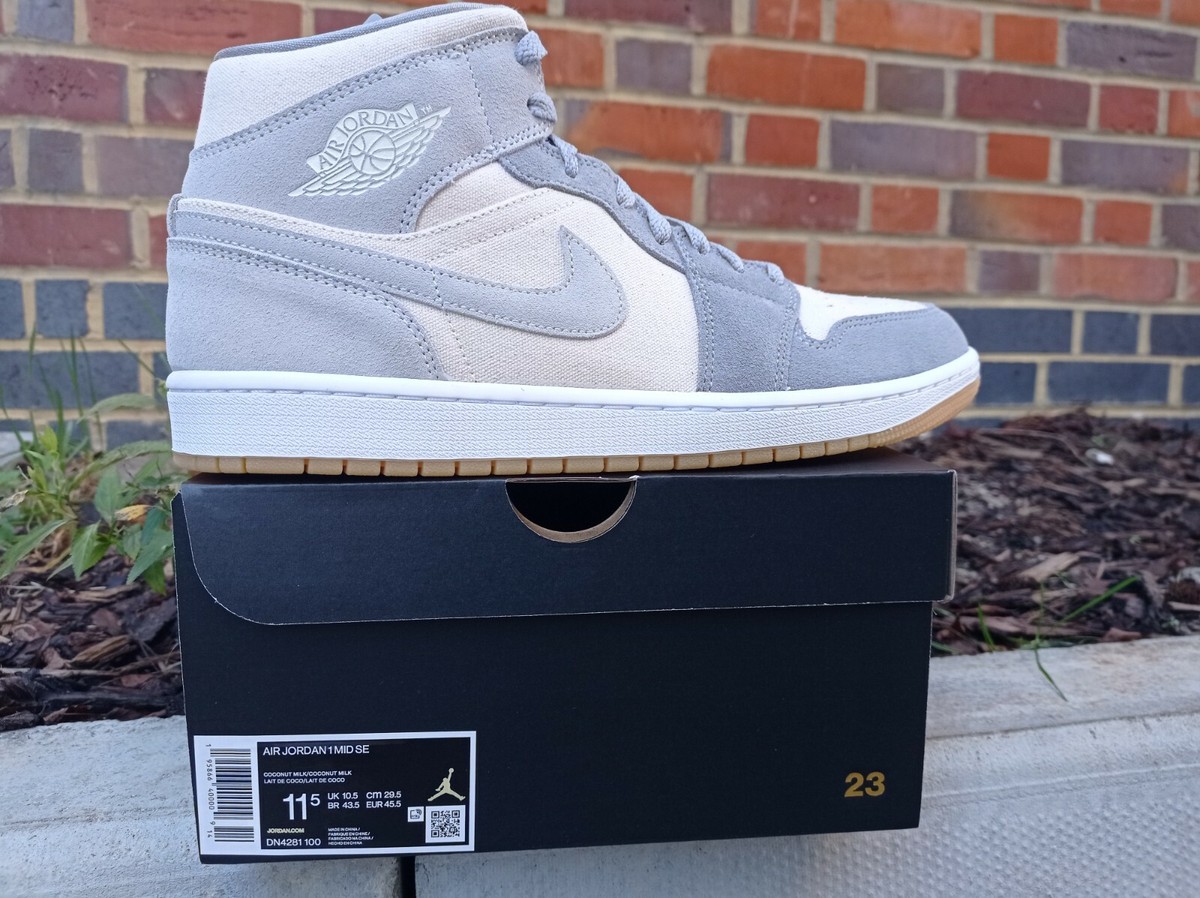 Nike Air Jordan 1 Mid SE Coconut Milk/ Particle Grey UK 10.5 | eBay UK