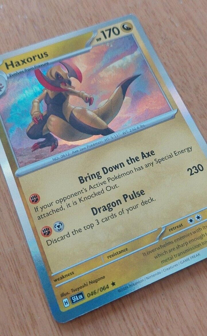 shiny haxorus pokemon card Buy Rare | Brilliant Stars RarityRare Hit Points170 HP Fighting Bring Down the Axe If your opponents Active Pokemon has any Special Energy attached Haxorus 46/64 Holographic Pokemon card