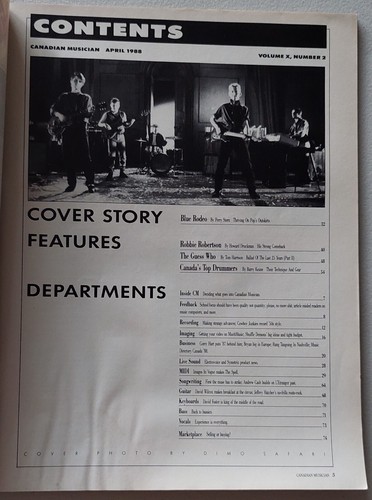 Canadian Musician Magazine April 1988 Blue Rodeo Bryan Adams Corey Hart Wilcox - Picture 8 of 21