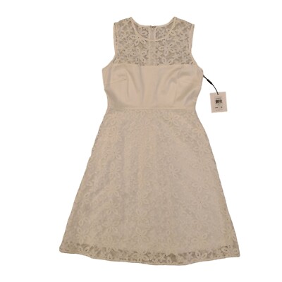 NWT Calvin Klein White Floral Embroidered Fit and Flare Dress Women's Size 2 | eBay NWT Calvin Klein White Floral Embroidered Fit and Flare Dress Women's Size 2 | eBay