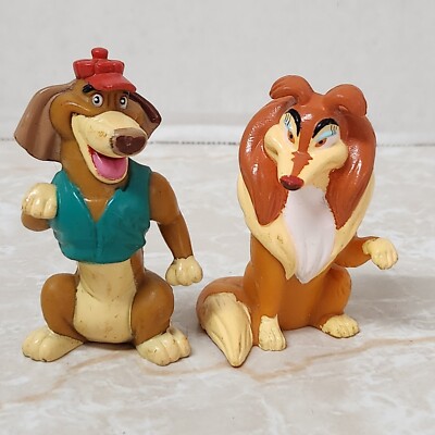 1989 Flo Collie & Itchy Dog 3'' Wendy's Figures Lot of 2 All Dogs Go To Heaven 