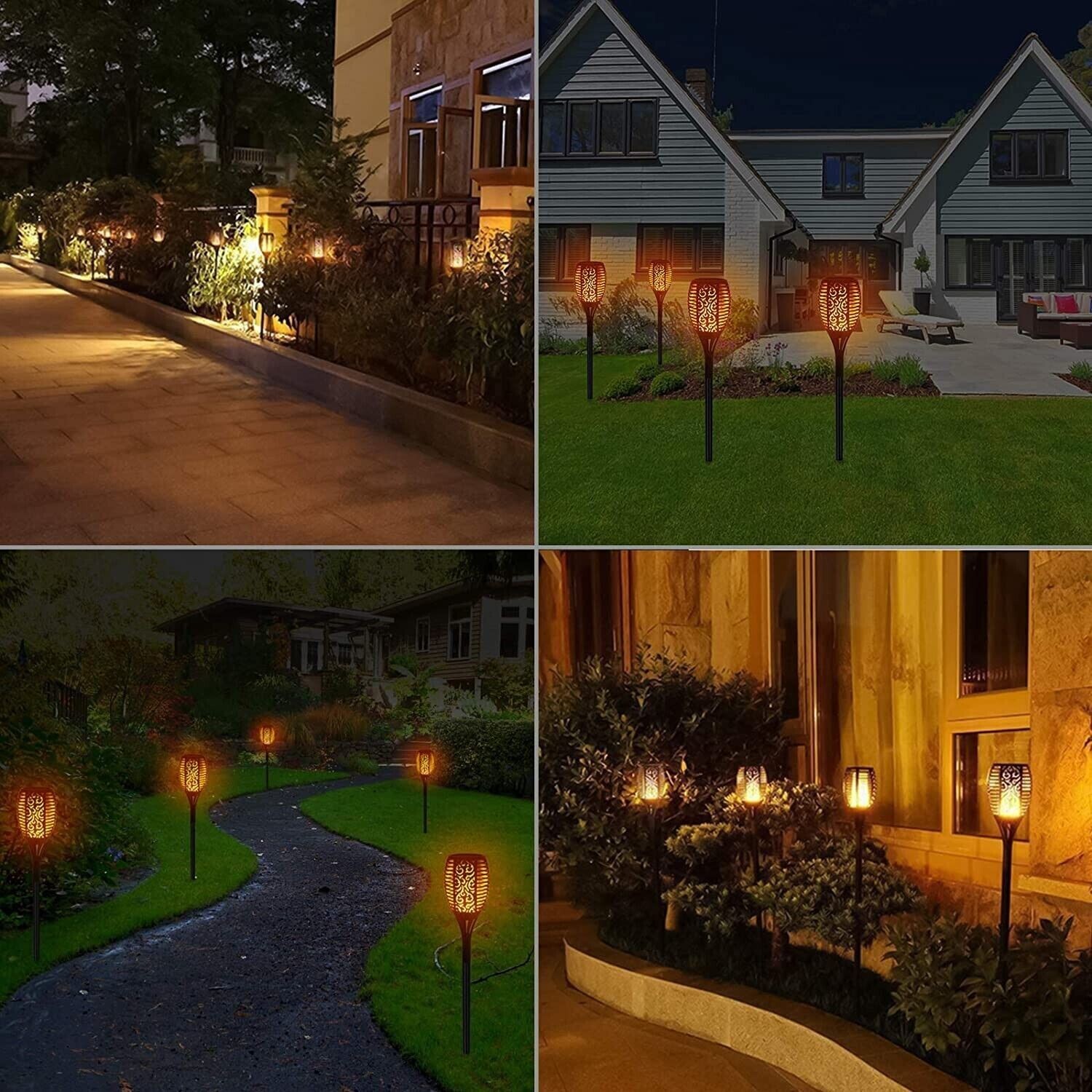 12 LED Solarleuchte Garten Wegbeleuchtung Außen Steck Lampen Fackel