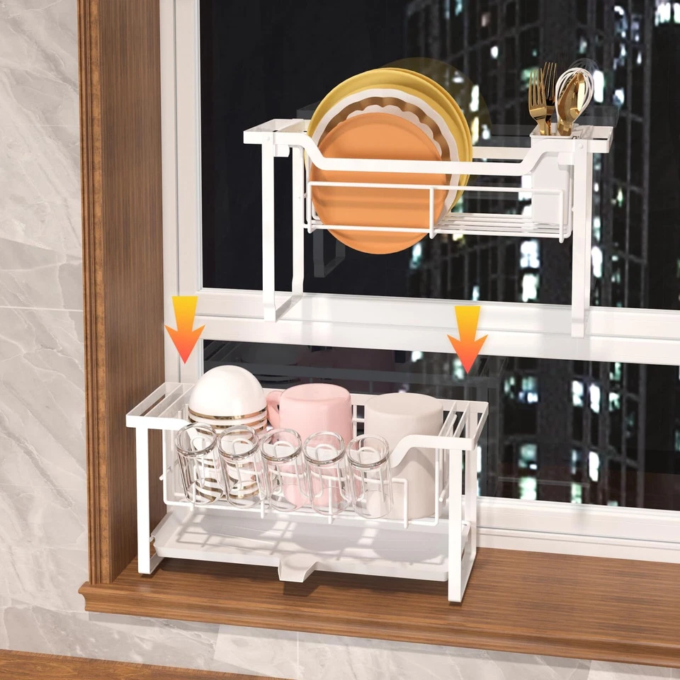 Стойка для тарелок стаканов столовых приборов 2-уровневая сушилка для тарелок - Изображение 3 из 4