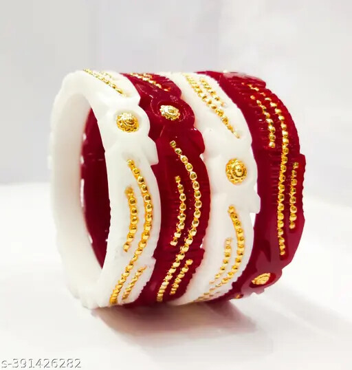 Indian Traditional Bangoli sakha Plastic pola red Bangal