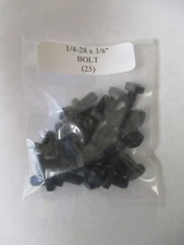 1/4-28 x 3/8" Hex Bolt Black Oxide Steel - Lot of 25