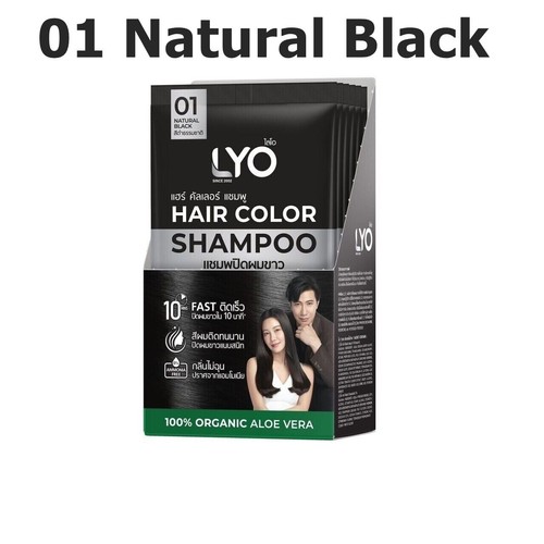 LYO Hair Color Shampoo Natural Black Dye Cover Gray White Organic 100% : no. 01 - Picture 4 of 13