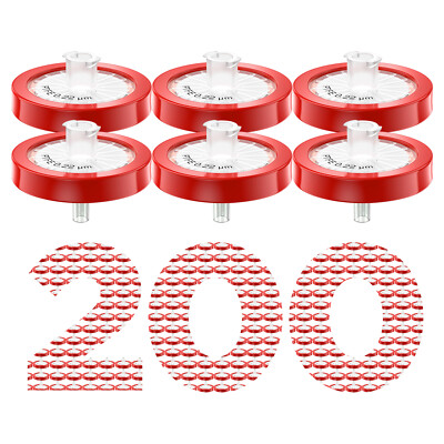 200pcs PTFE Membrane Syringe Filter Luer lock 25 mm 0.22 um PP Pr-filter for Lab
