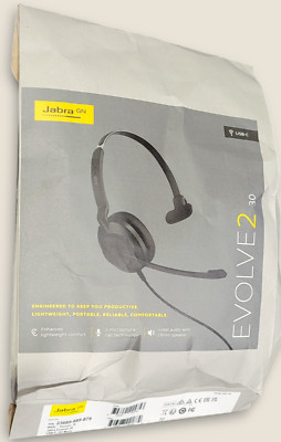 NEW SEALED - Jabra Evolve2 30 MS 2 Built-in Microphones Wired Headset Black