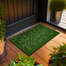 Home Entrance Green Leaves Floor Door Mat 23x35 In Welcome Mats Heavy Duty