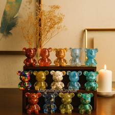 Juego de 5 piezas de oso de peluche relleno de astillas de cristal natural decoración de curación regalos espirituales