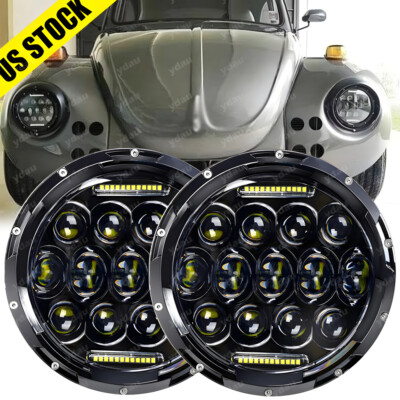 7" Inch Round LED Projector Hi/Lo Beam Headlights Kit For 1950-1979 Beetle - Foto 3