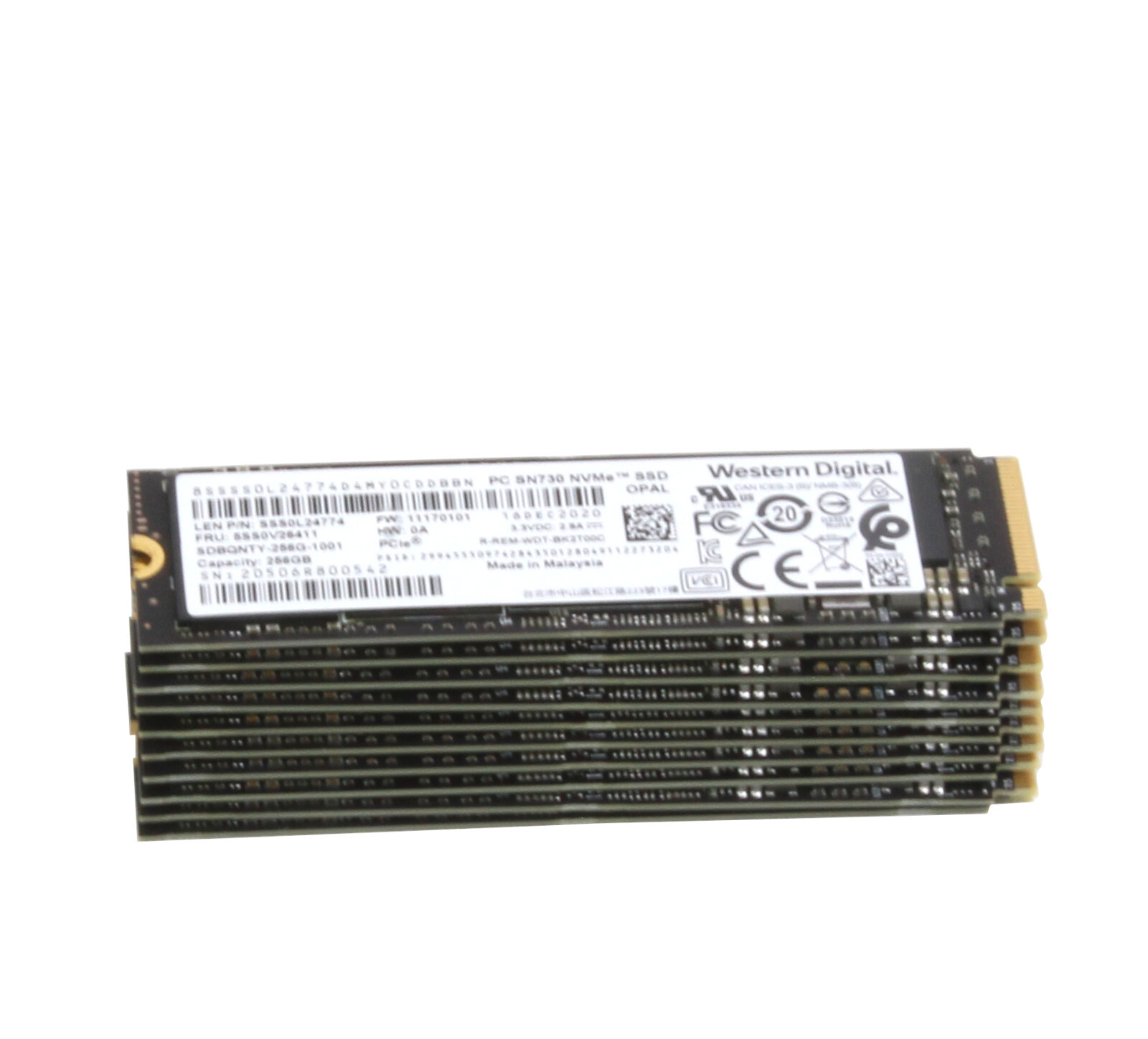 Lot of 10 Western Digital 256GB NVMe SSD PCIe M.2 2280 SN730 SDBQNTY ...