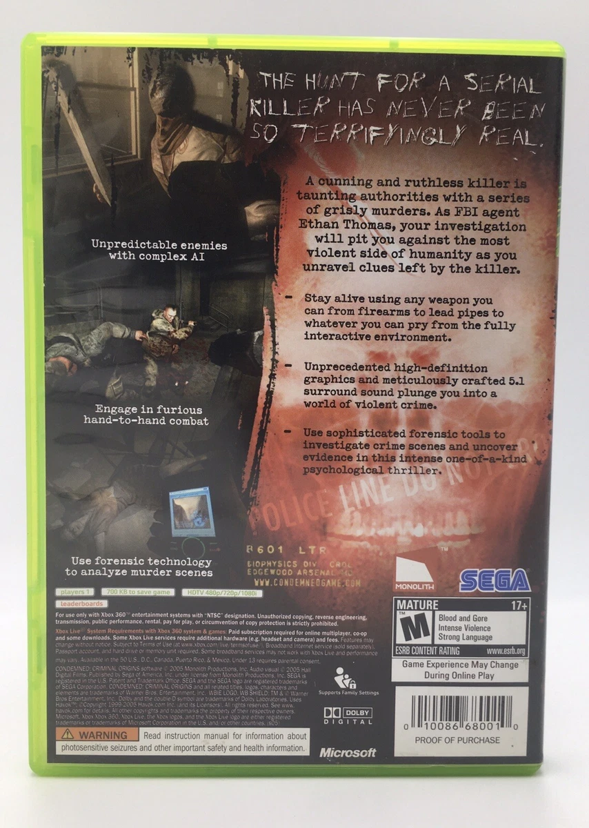 Condemned: Criminal Origins (Microsoft Xbox 360) 10086680010