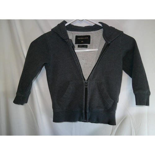 Quiksilver Full Zip Hoodie Sweatshirt Graphic Logo Gray Kids Size 3
